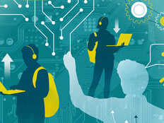 Illustration of students using tech