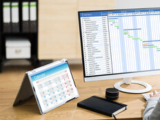 woman doing project management at a computer