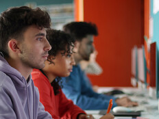 Students using computers