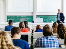 Professor instructing class