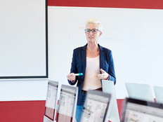 Professor in computer lab