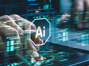 AI hand on keyboard