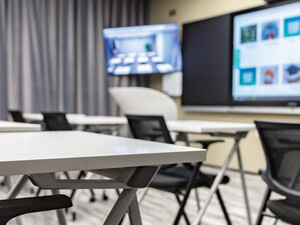 Interactive whiteboards in a classroom