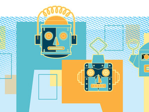 Illustration of fun robot heads