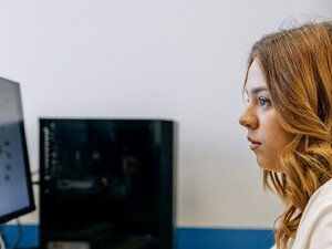 Student using computer