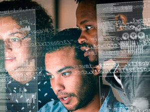 Students reviewing data in class