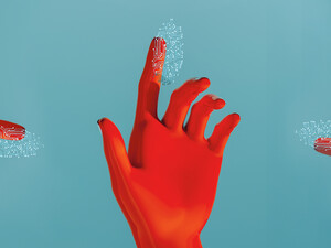 Hands with fingerprint glow