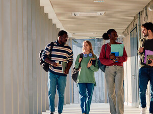 Students walking on campus