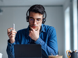 Student attending school online