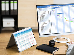 woman doing project management at a computer