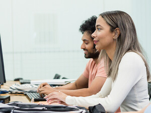 Students using computers
