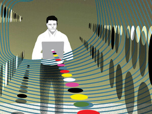 Illustration of person using computer