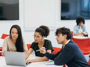 Students using device 