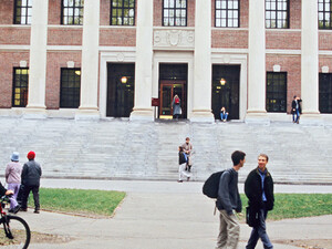 Students walking around campus