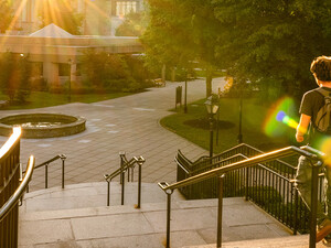 Students walking on campus