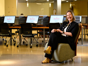 woman in chair in computer lab