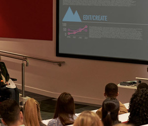 Young adult students at a university lecture