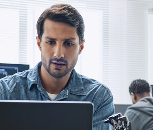Person using computer in the office