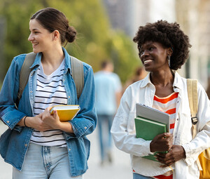 Students walking on campus