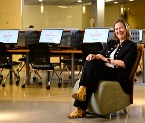 woman in chair in computer lab