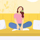 illustration of student sitting on a couch with headphones for self regulation