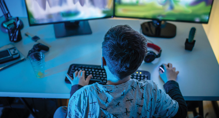k-12 student playing video games for educational benefit