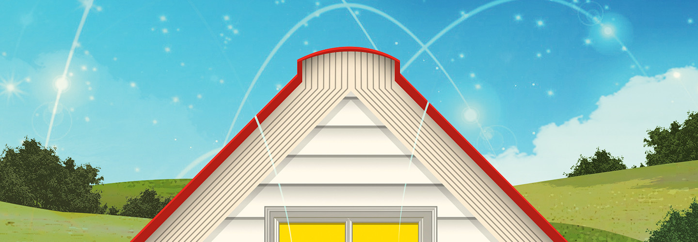 Illustration of house with open book as the roof to display theme of remote learning.