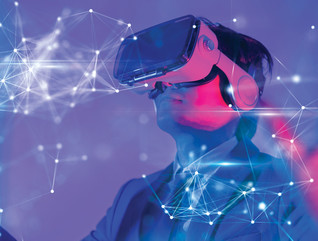 Student using VR glasses to see innovation in ed tech