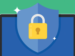 shield with padlock icon on computer screen