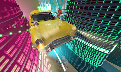 A taxi cab depicted in the metaverse