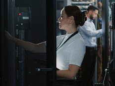 People working in a data center