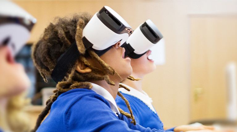 k-12 students using virtual reality eyewear devices
