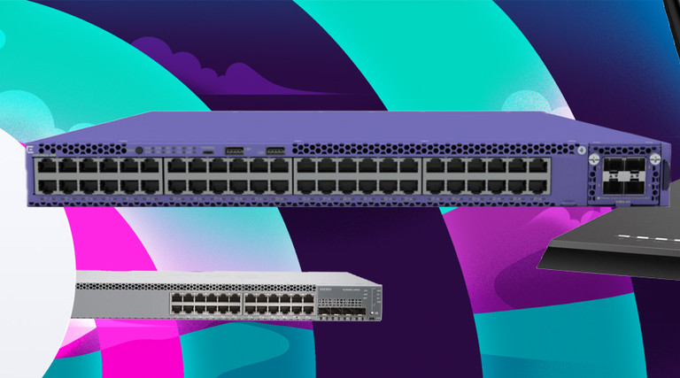 K–12 Network Hardware Components on Illustrated Background