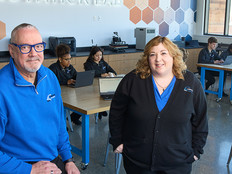 Chief Education Officer Dr. Kristi Cole  and Director of Technology Marc Anderson focus on tech at The Lincoln Academy  in Beloit, Wis.