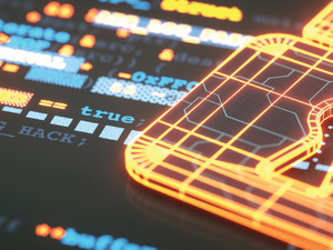 firewalls for cybersecurity illustrated by glowing digital lock