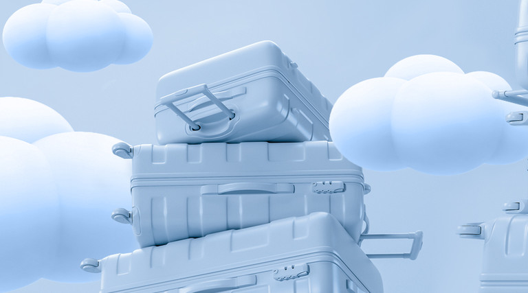 Clouds and suitcases to represent data storage options