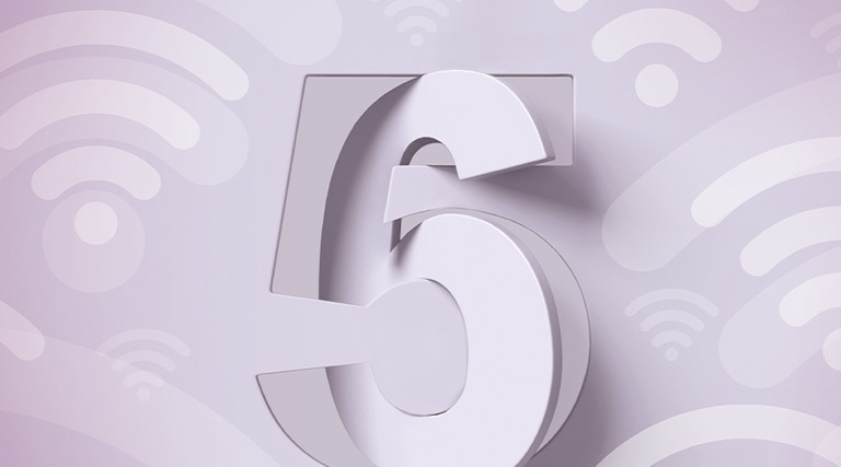Number 6 inside of a number 5 with wi-fi bars all around