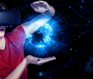 Kid using virtual reality