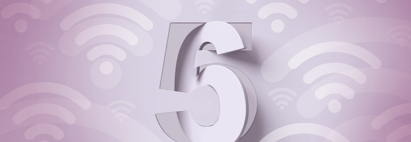 Number 6 inside of a number 5 with wi-fi bars all around