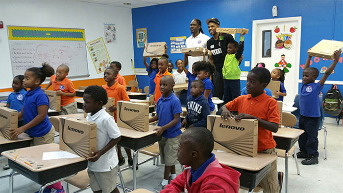 Udonis Haslem Gives the Gift of Tech to a Miami School