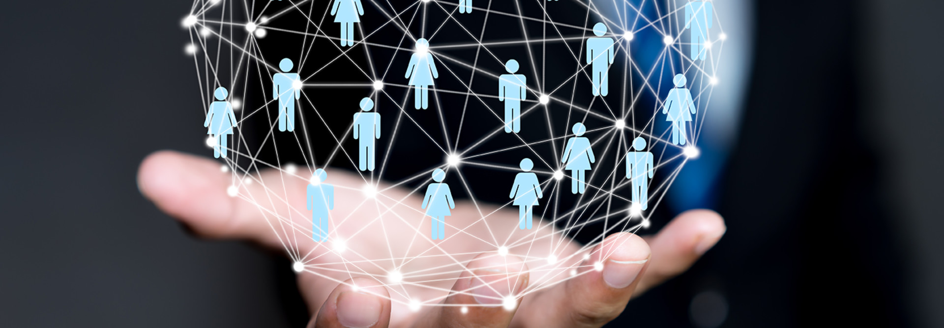 Hand holding digital community