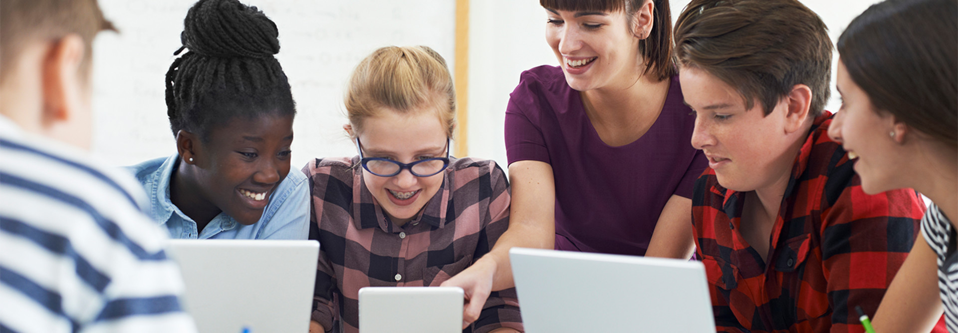 Kids learning from tablets