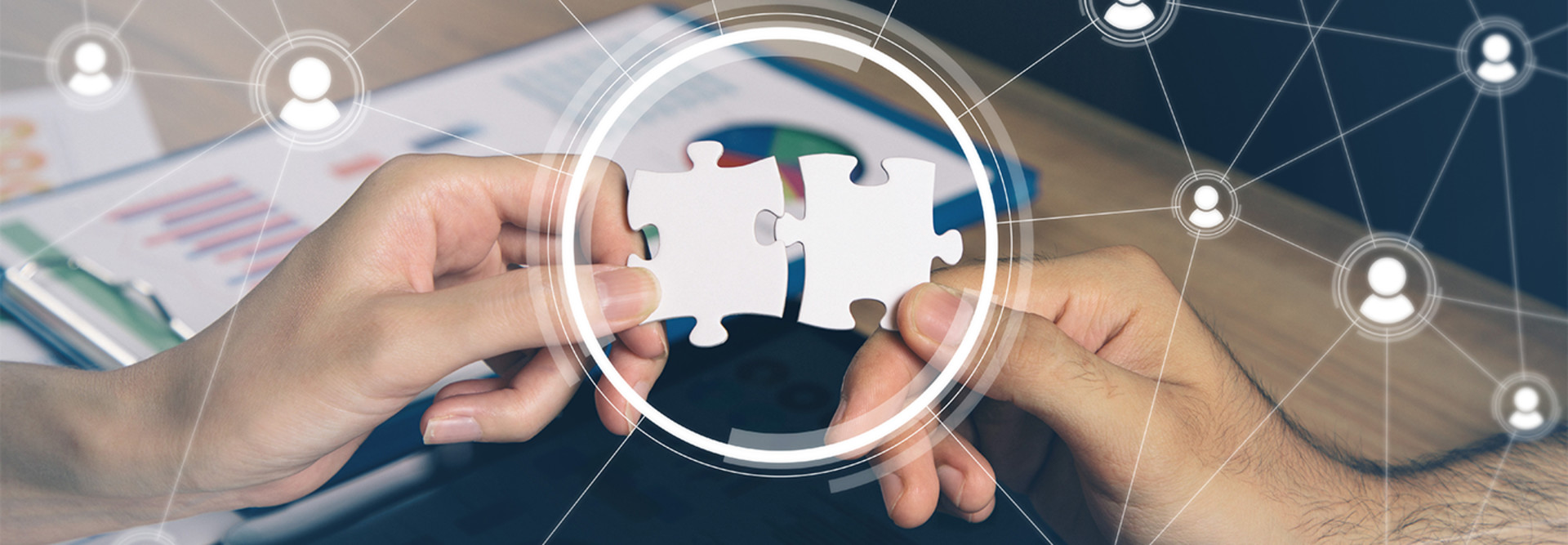 Connected puzzle pieces