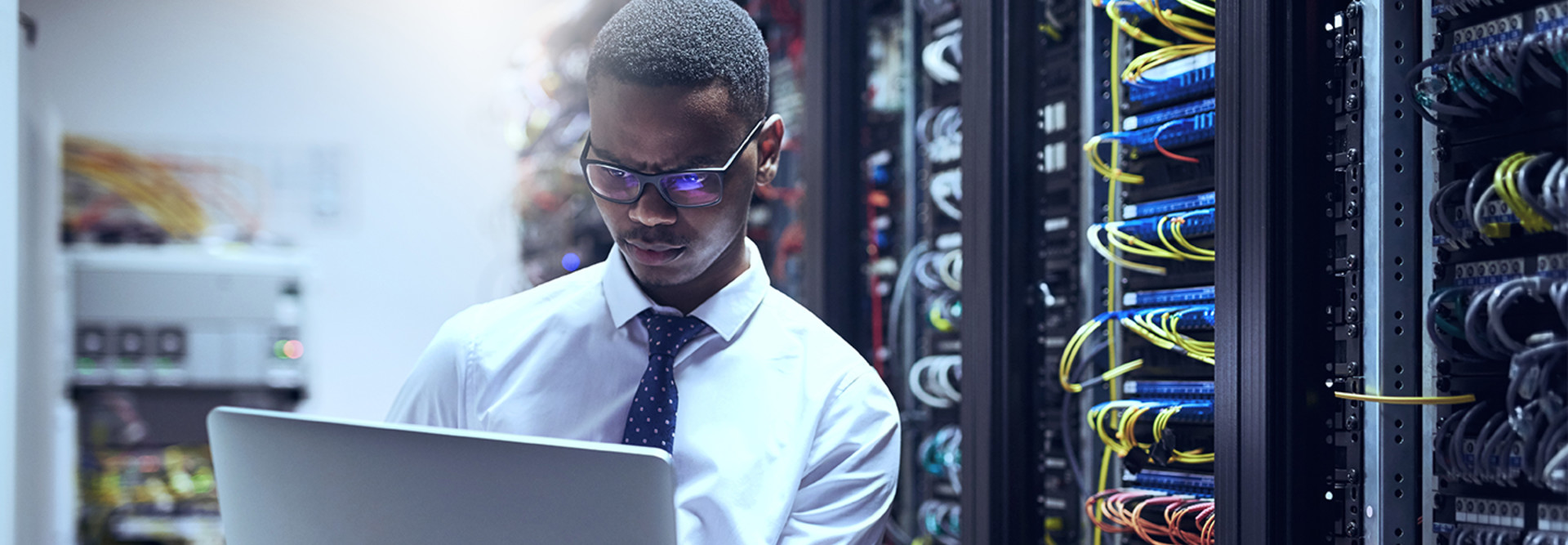 Man taking care of data center