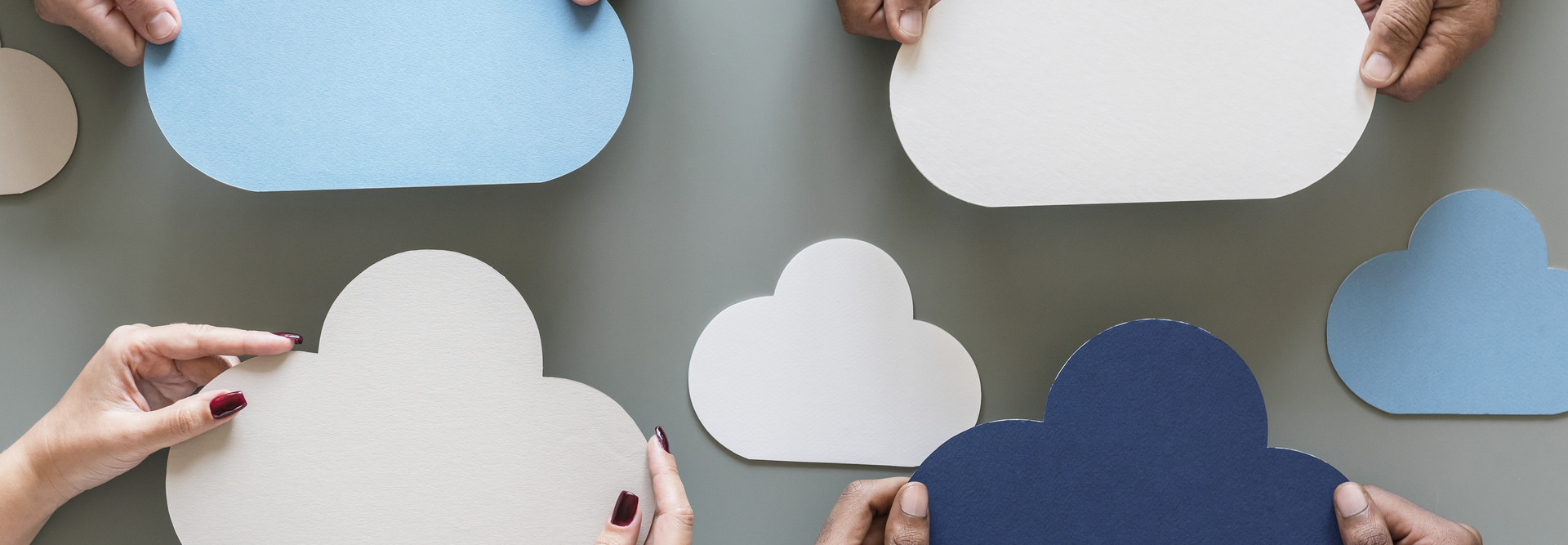 Clouds being held by people