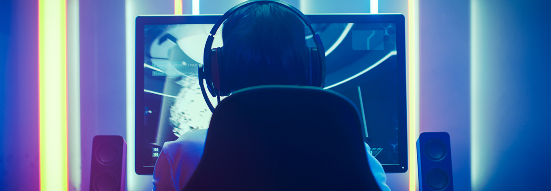 Kid playing computer game