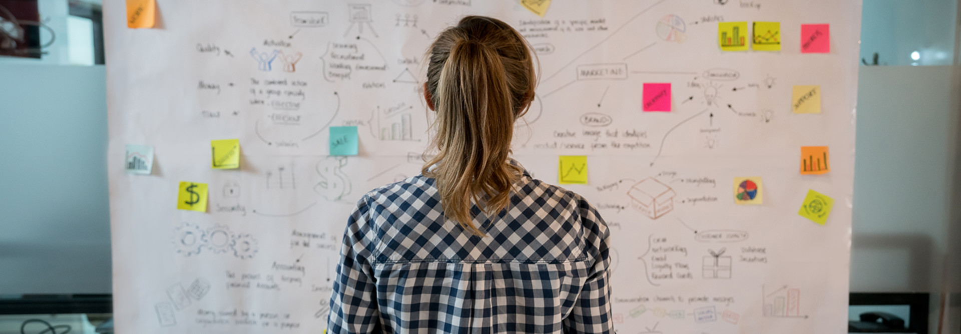 Woman looking at whiteboard