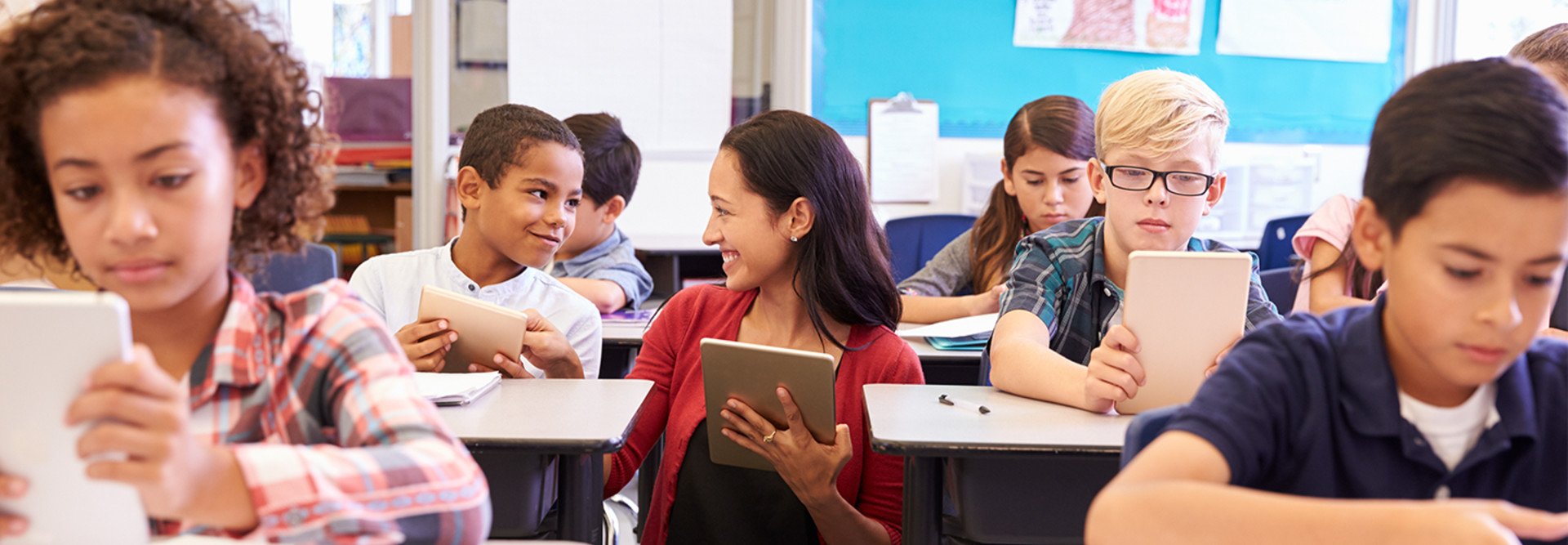 Teacher and Students with Mobile Devices