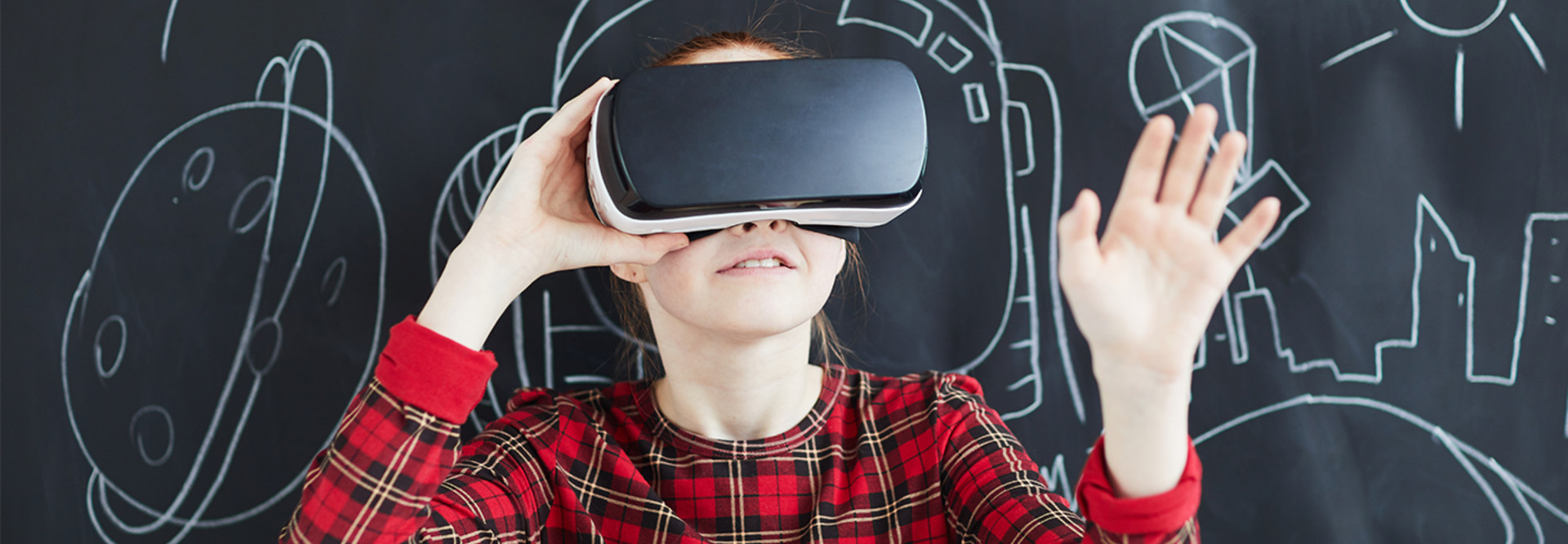 Female student with virtual reality headset