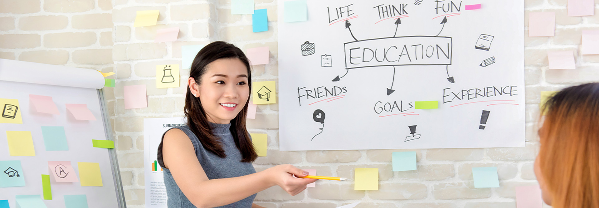 Woman teaches education professional development